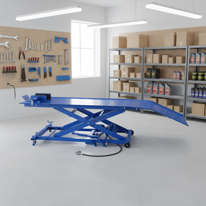 Tavolo Elevatore Idraulico a Forbice da 1000 Libbre, Blu, Strumento per Veicoli e Motociclette - Product Image 1