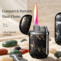 Briquet en métal en forme de galet, double flamme, coupe-vent, avec logo OEM, idéal comme cadeau d'affaires