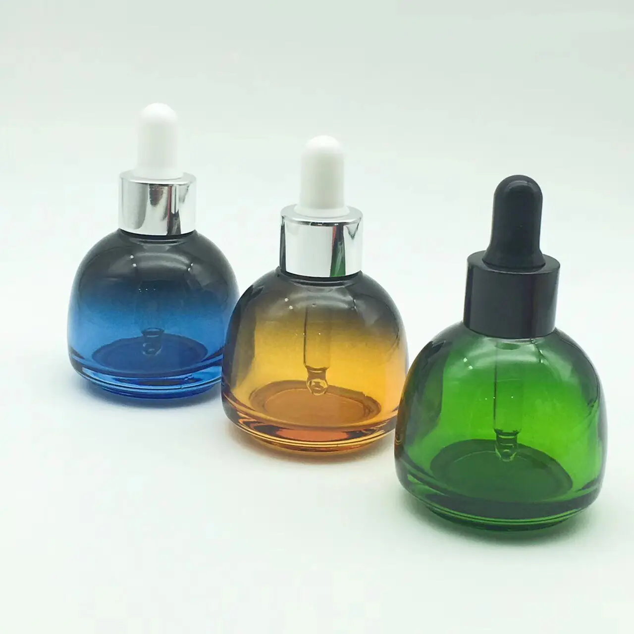 Ready supply 30ML high-end essential oil bottle cosmetics dropper glass essence bottle semi-circular essential oil bottle