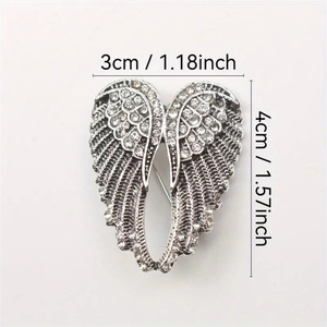 Broche de ala de Ángel de cristal de aleación, joyería de moda para mujeres y hombres para fiestas y bodas, tecnología de chapado - Product Image 4