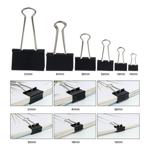 Nhà Máy Bán Buôn Kích Cỡ Khác Nhau Đen Chất Kết Dính Clip Văn Phòng Nguồn Cung Cấp Kim Loại Đuôi Dài Thư Mục Tập Tin Chất Kết Dính Kẹp Giấy - Product Image 3