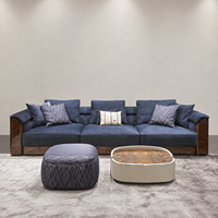 Sofa Kain Tekstur Kulit Sapi, Panel Sandaran Tangan Modular, Bentuk L, Hotel Mewah, Pesanan Khusus, Grosir, Sofa Sudut