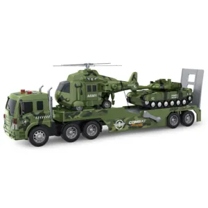 1:16 Reibungs-Spielzeug Semi-Lkw und Anhänger, Militär-Transport-Lkw Trägheit Auto-Spielzeuganhänger Lkw-Spielzeug