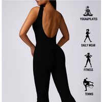 Combinaison de Yoga Gainante Tendance pour Femmes, Décontractée, Évasée, Entraînement, Dos Nu, Body Fitness, Combinaison de Sport et Yoga