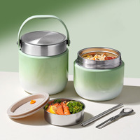 Boîte à lunch isotherme à double compartiment avec couvercle anti-fuite, conteneur portable à large ouverture et sac isotherme (1200 ml)