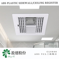 Diffuseur d'air HVAC 3 voies en plastique ABS CL0808 pour mur latéral, design moderne, ventilation et climatisation