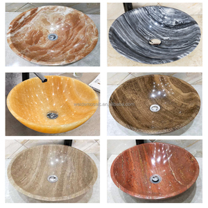 Lavabo rond en marbre Light Emperador poli <span class=keywords><strong>pour</strong></span> salle de bain, idéal <span class=keywords><strong>pour</strong></span> hôtel, villa, maison, cuisine et décoration de crédence. - Product Image 4