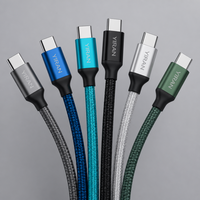 Cable de Carga Rápida USB Tipo-C a Tipo-C de 2M 2.1A con Certificación MFI, Personalizable, con Cubierta de TPE de Cobre Puro y Diseño de Codo con Blindaje Trenzado
