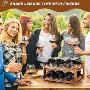 Wooden Wine Rack Double Layer Desktop Storage For Living Room <b>Bar</b> Counter Durable Organize Multi Layer Display <b>Shelf</b> - Product Image 4