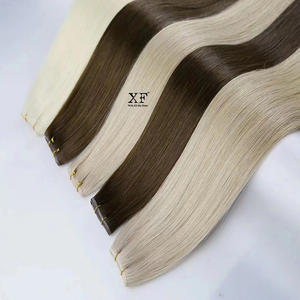 100% brezilyalı insan bakire Remy saç ekleme kalın son el bağlaması postiş çift çizilmiş saç - Product Image 4