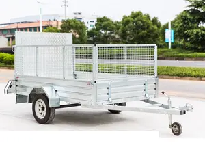 hot sale 6x4, 7x4, 7x5, 8x5 hot dipped galvanized cheap farm used aluminium ramp cage trailer