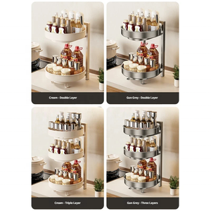 Estante de <span class=keywords><strong>Cocina</strong></span> Giratorio Multifuncional de Acero al Carbono, de 3 Niveles Ajustables, Impermeable, para Almacenamiento - Product Image 3