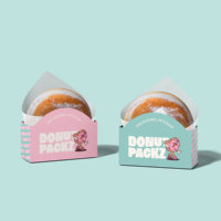 Boîte à donuts personnalisée avec logo, fenêtre arquée unique, emballage de boulangerie en papier alimentaire de qualité supérieure pour gâteaux, macarons et snacks