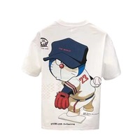 T-shirt d'été pour homme, coupe ample, en polyester respirant, imprimé de dessins animés vintage, tendance