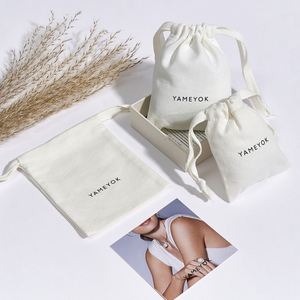 Sac à cordon personnalisé en coton et lin, petit sac en velours pour la collection et le rangement de bijoux, emballage tendance - Product Image 3