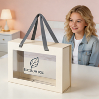 Elegante Caja Rígida Blanca para Joyería con Ventanas Transparentes, Tela, Logotipo Personalizado, Cierre Magnético, Laminación Mate y Esponja