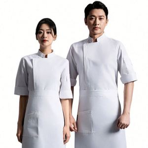 ชุดยูนิฟอร์มร้านอาหารและบาร์ ยูนิฟอร์มเชฟแขนสั้นสีขาวแบบกำหนดเอง ยี่ห้อ Con Bies Azul Rey Filipina - Product Image 1