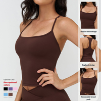 XW-TZ4518-3 Débardeur personnalisé avec poches croisées à la taille, respirant, rembourrage de poitrine pour le fitness, vêtements de sport pour femmes, ensemble de yoga 2 pièces