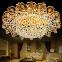 Lustre de plafond rond en cristal K9 de luxe européen en acier inoxydable doré, décor fantaisie, pour salon, bureau à domicile