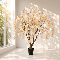 Arbre artificiel suspendu en fleurs de cerisier 150 cm, plante de sakura en soie artificielle détachable pour la décoration de plafond d'hôtel et de maison