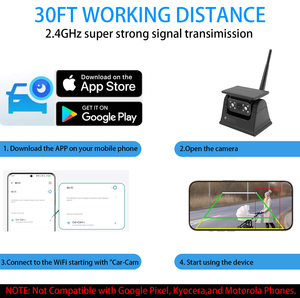 Caméra de recul solaire AHD 1080P IP68 magnétique WiFi pour voiture, caméra de vision avant/arrière sans fil 100+M pour camion, camping-car, fourgonnette, bus, application iOS Android - Product Image 6