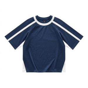 T-shirt Homme Oversize Personnalisé en Coton Lourd de Haute Qualité, Style Rétro Sportif, Manches Raglan, Détail Rayé Contrastant, Vente en Gros - Product Image 3