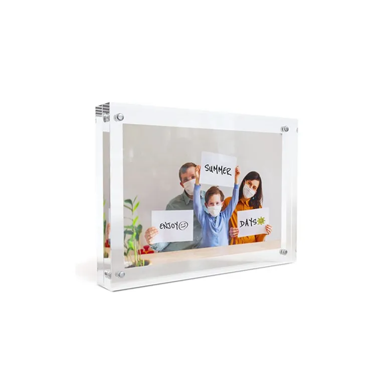Good Price High Quality Cross Shape Acrylic Clear Paperweight Photo Frame Magnet Back Acrylic Photo Frame