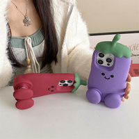 Coque de téléphone amusante et originale en forme d'aubergine 3D mignonne pour iPhone 18 17 16 Pro Max 15 14 13, protection souple en silicone motif alimentaire