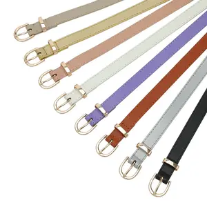 New Hot Sale Ladies PU Belt Daily Clothing Decorative Metal Buckle Solid Color Jeans Youth Versatile Decorative Belt