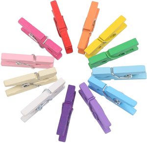 50 Stuks Mini Houten Kleren Spelden Gemengd Gekleurde Kleine Ambachtelijke Pin Pin Clips Voor Foto 'S Foto 'S Papier Ambachten - Product Image 2