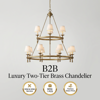 Lustre suspendu vintage YH pour îlot de cuisine, plafond haut, salle à manger, salon, en laiton et cuir, à double niveau, avec éclairage LED