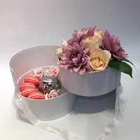 Chengruo Emballage personnalisé carton d'emballage rotatif double couche ronde avec fenêtre transparente et ruban pour emballage cadeau de fleurs