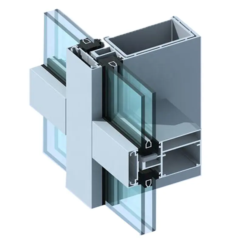 tempered glass thermally broken building exterior curtain wall window price unitized system aluminum glass curtain walls