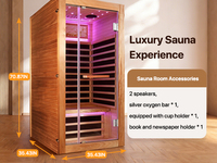 Ruang Sauna Rumah dengan Inframerah Jauh, Peralatan Sauna Kayu Solid Okuman untuk 1 Orang, Pusat Spa Terapi Kesehatan Dalam Ruangan