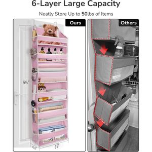 Over The Door Organizer 18 Pockets Pink Hanging Storage For Baby Products Neatening With Mesh Side Pockets - Product Image 3
