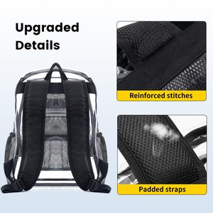 Mochila Transparente Personalizada con Múltiples Bolsillos, Diseño de Bolsa para Libros, Lavable a Mano, de PVC Transparente, para la Universidad y el Trabajo - Product Image 5