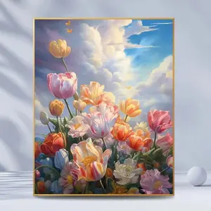 Diy Oil Painting Paint By Numbers Kits Pretty Flowers Canvas Print Digital Painting For Home Decorative Painting