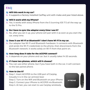 2024 nuevo adaptador inalámbrico XTRONS para OEM fábrica con cable Carplay con cable A Adaptador Carplay inalámbrico - Product Image 5