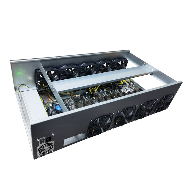 12GPU Server Case Rig Frame Case with 45mm Slot Space ONDA Motherboard 2400w PSU 4+64GB SSD RAM All in One