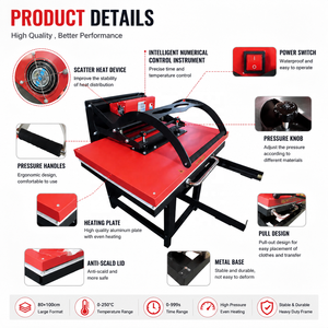 Presse à chaud industrielle 80x100cm, <span class=keywords><strong>machine</strong></span> de sublimation grand format pour textiles et vêtements, équipement d'impression par transfert manuel - Product Image 5