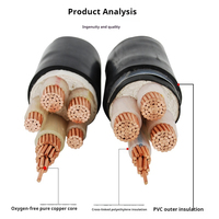 Cable de Bajo Voltaje YaLi 0.6/1kV WDZC-YJY de 2 Núcleos, Conductor de Aluminio, Aislamiento XLPE, Revestimiento de PVC, Clasificación IP68, para Uso Industrial y en Edificios