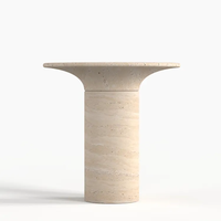 KUMUSI FURNITURE table basse table ronde en travertin blanc table basse extérieure en travertin