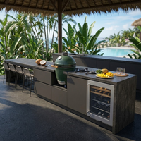 Meuble de cuisine extérieur moderne en acier inoxydable avec barbecue Kamado et tiroir coulissant pour piscine, patio, jardin et villa - Vente en gros