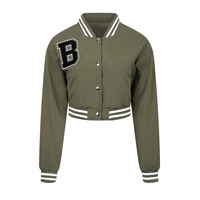 Veste décontractée de style baseball pour femmes, manteau léger en coton pour le printemps et l'automne avec manches longues, vêtements tendance et à la mode