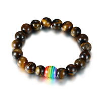Bracelets d'amitié arc-en-ciel gay lesbienne en pierre naturelle de 8 mm, fierté LGBT, bracelet unisexe à la mode, forme de boule, perles faites à la main