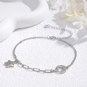 Bracelet avec pendentif étoile et lune en argent Sterling S925, bijoux romantiques frais en argent pour femmes, cadeau d'anniversaire pour les déplacements quotidiens - Product Image 3