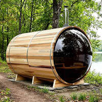 Sauna Redonda para Exteriores, Spa de Desintoxicación y Bienestar, Sauna de Barril con Ventana Panorámica de Burbujas, para Jardín o Patio Trasero