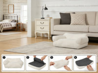 Canapé-lit pour animaux de compagnie en peluche sherpa de luxe |   Canapé pour chien moderne en crème avec support de soutien souple pour chiens et chats d'intérieur