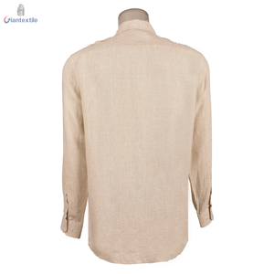 <span class=keywords><strong>Camicia</strong></span> Casual da <span class=keywords><strong>Uomo</strong></span> in Puro <span class=keywords><strong>Lino</strong></span> Popeline <span class=keywords><strong>Beige</strong></span>, Manica Lunga, Traspirante, Antirughe, per Vacanze, Vendita Calda - Product Image 2