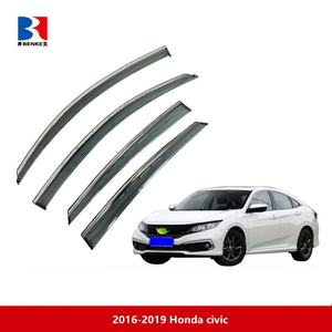 Déflecteurs de porte de voiture, pare-pluie, 4 pièces SS304 + PC pour Honda Civic - Product Image 2